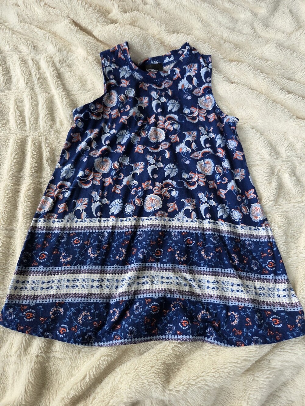Youth Medium 10-12 AMY WEAR Navy Floral Sleeveless Shift Dress